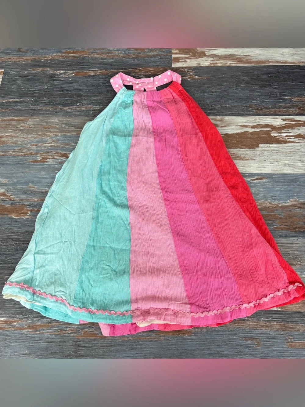 Matilda Jane Girls Colorblock Halter Dress in Aqua, Pink, Coral, Red size 8